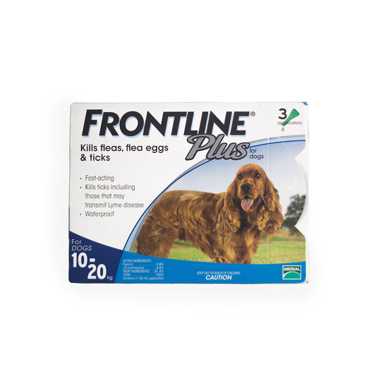 FRONTLINE FLEA & TICK PLUS FOR MEDIUM DOG (BLUE)(10-20kg) 3'S