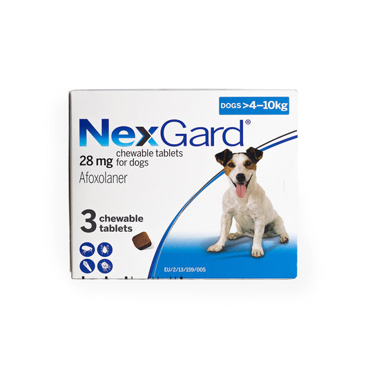 NEXGARD FLEA & TICK CHEWABLE TABLETS FOR DOG (BLUE) (4-10KG) 3'S