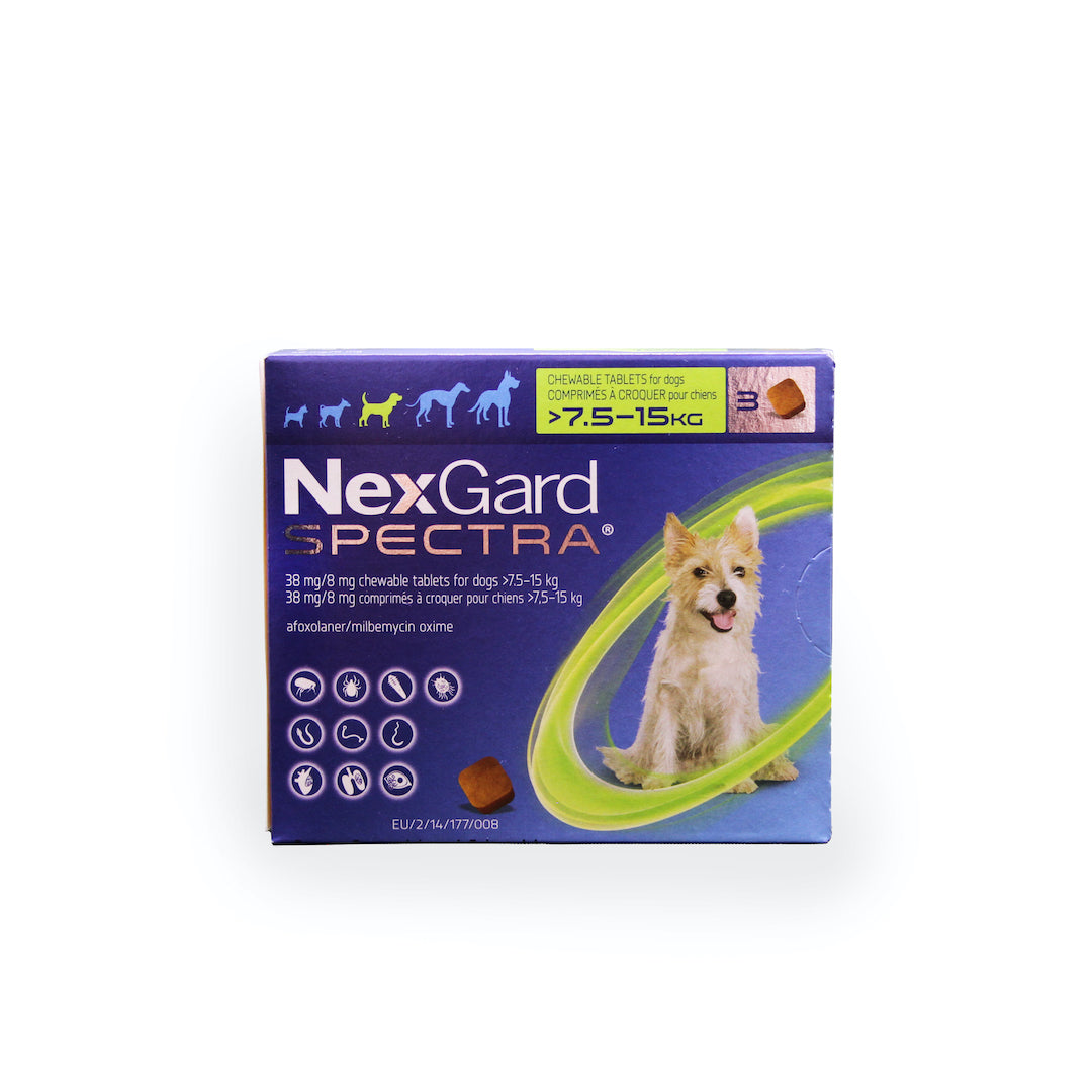 NEXGARD SPECTRA CHEWS FOR MEDIUM DOGS (GREEN) (7.5-15KG) 3'S